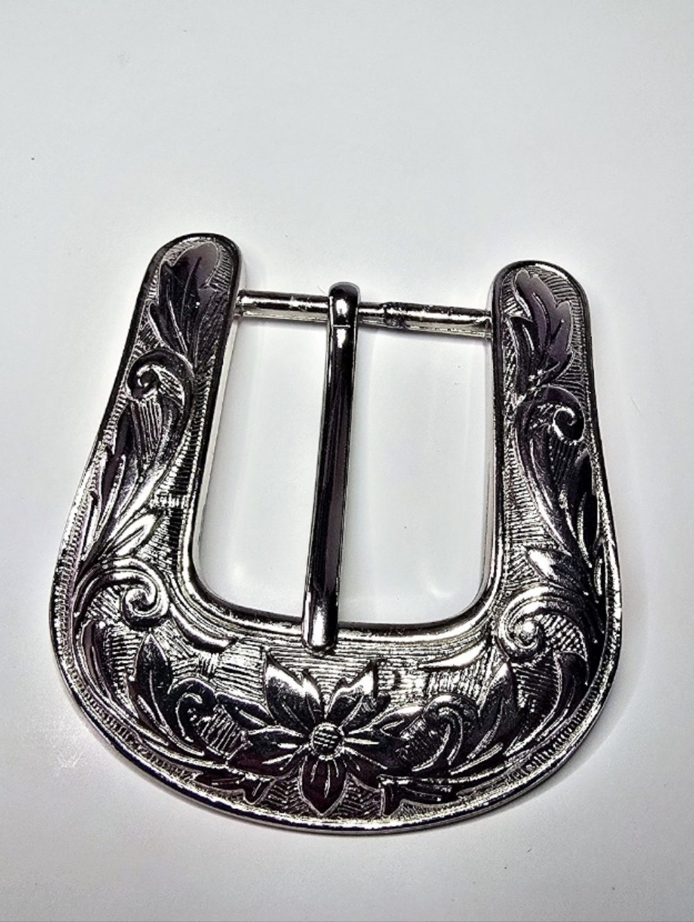 Vintage Kippy's Mens Western Style Silvertone Embossed Belt Buckle, scrollwork